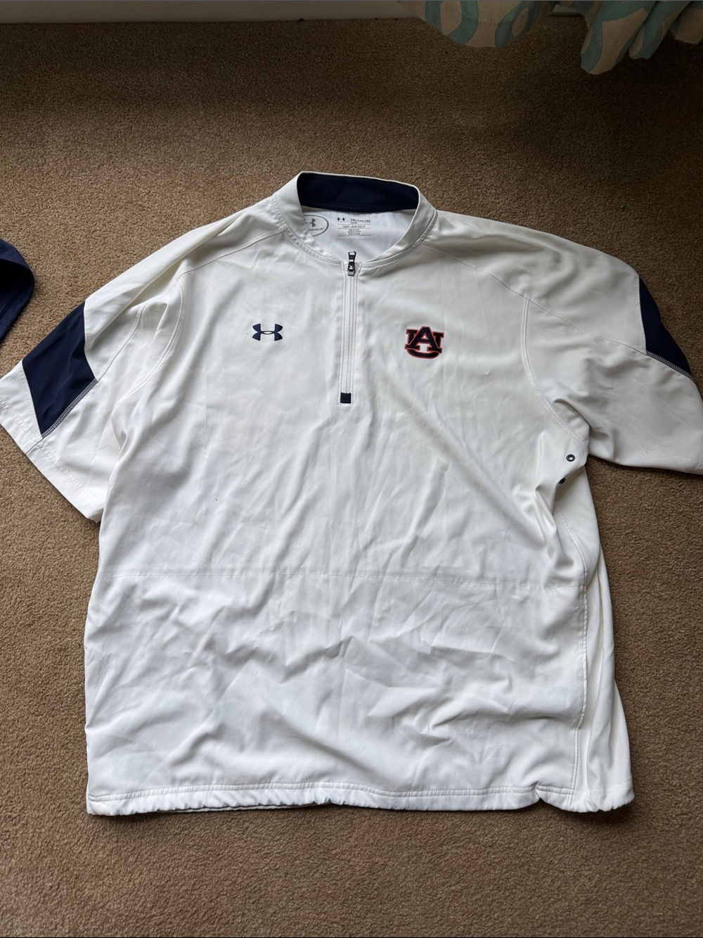 Under Armour White Pullover Cage Jacket with Navy Accents & Auburn Logo